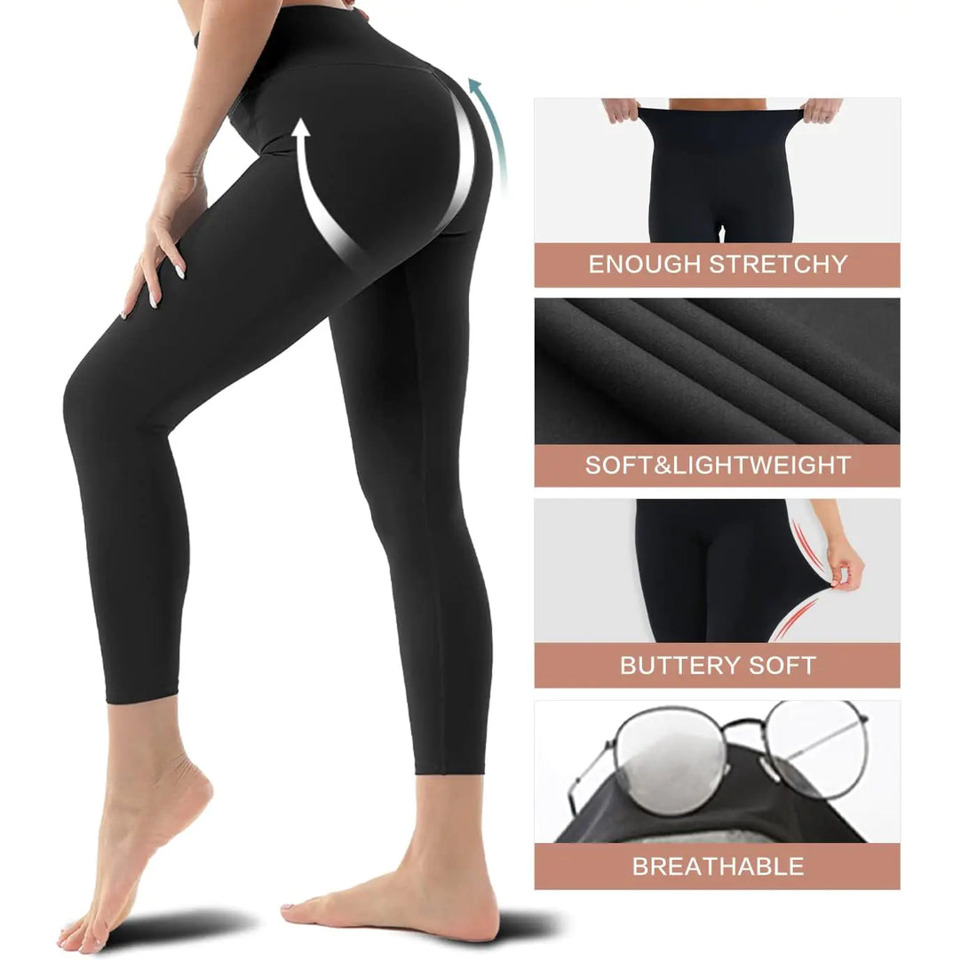 Blisset 3 Pack High Waisted Leggings for Women-Soft Athletic Tummy Control Pants for Running Yoga Workout Reg & Plus Size XX-Large 18-black/White/Navy Blue